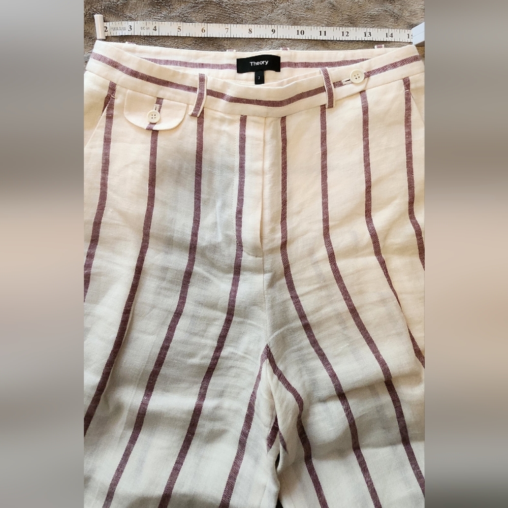 Theory Cream and Purple Striped Pants - Picture 7 of 10